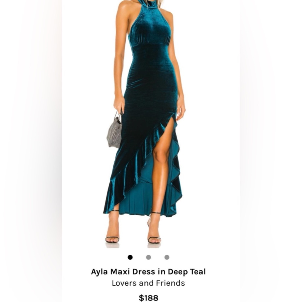 Ayla Lovers and Friends Teal Velvet Women's dress